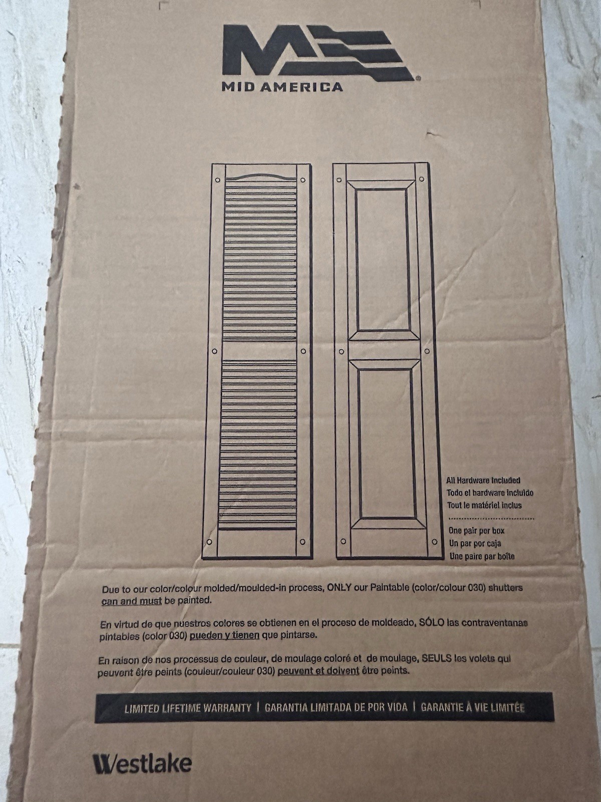 Mid America Open Louver 001 White Vinyl Shutters 14.5 x 36in