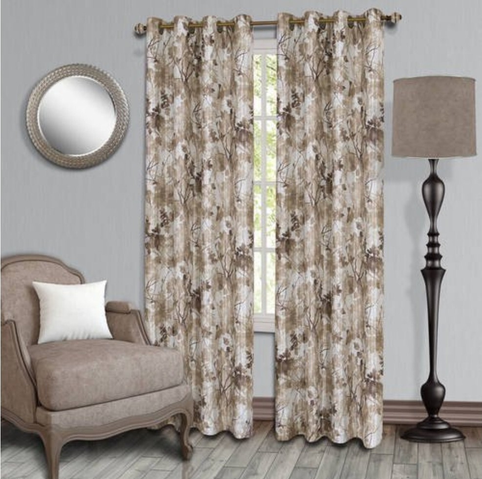 (2) Mainstays “Serenity” Lined Grommet Window Curtain Panel Tan 50″x84″