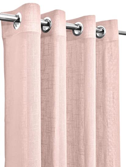 Linenweaves Cotton Linen Solid Window Curtain Set With Eyelet Rings 4.5ft x 5 ft