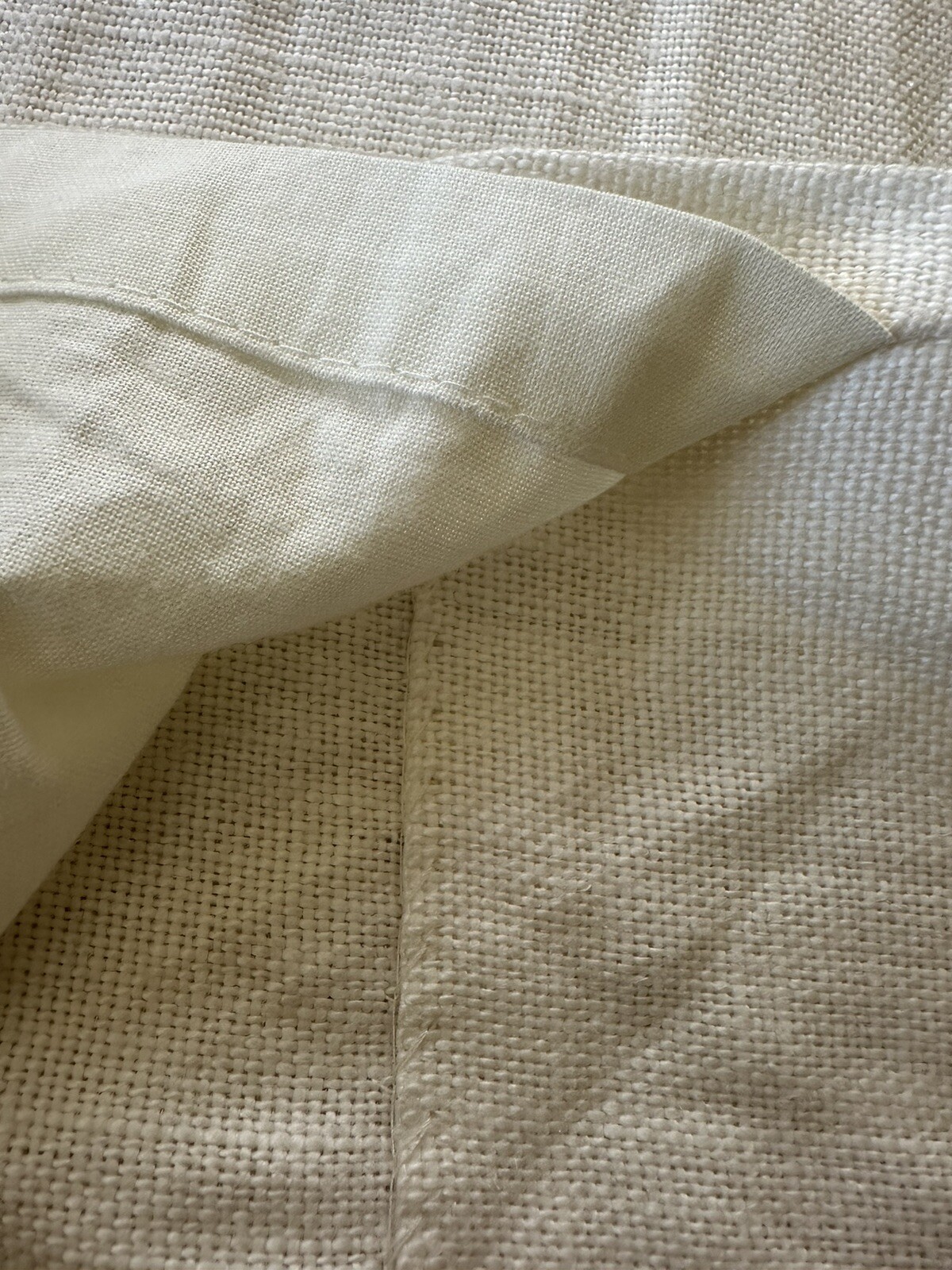 Single Restoration Hardware Belgian Textured Linen Curtain 96×48 White Lined