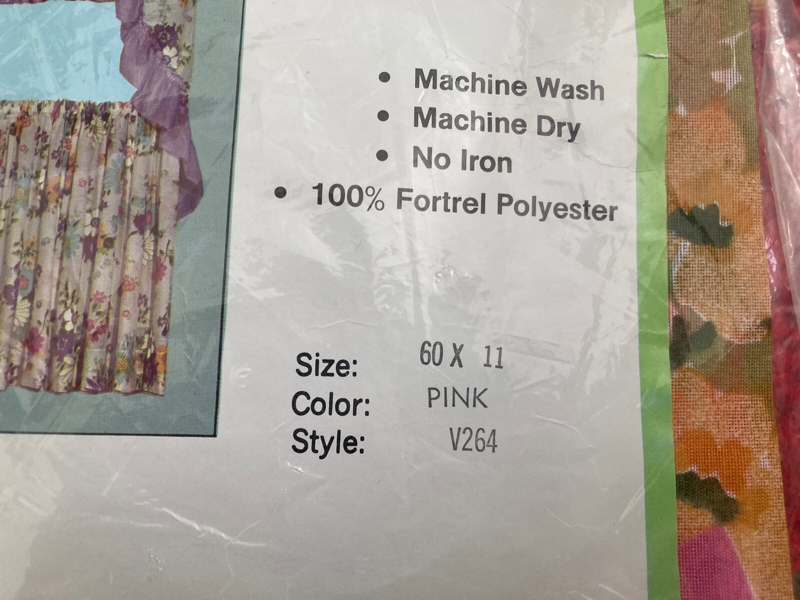 Vintage Curtains Suzy Tailored Tier FLOWERS Lot Of 2 NEW 60” X 11” Pink V264