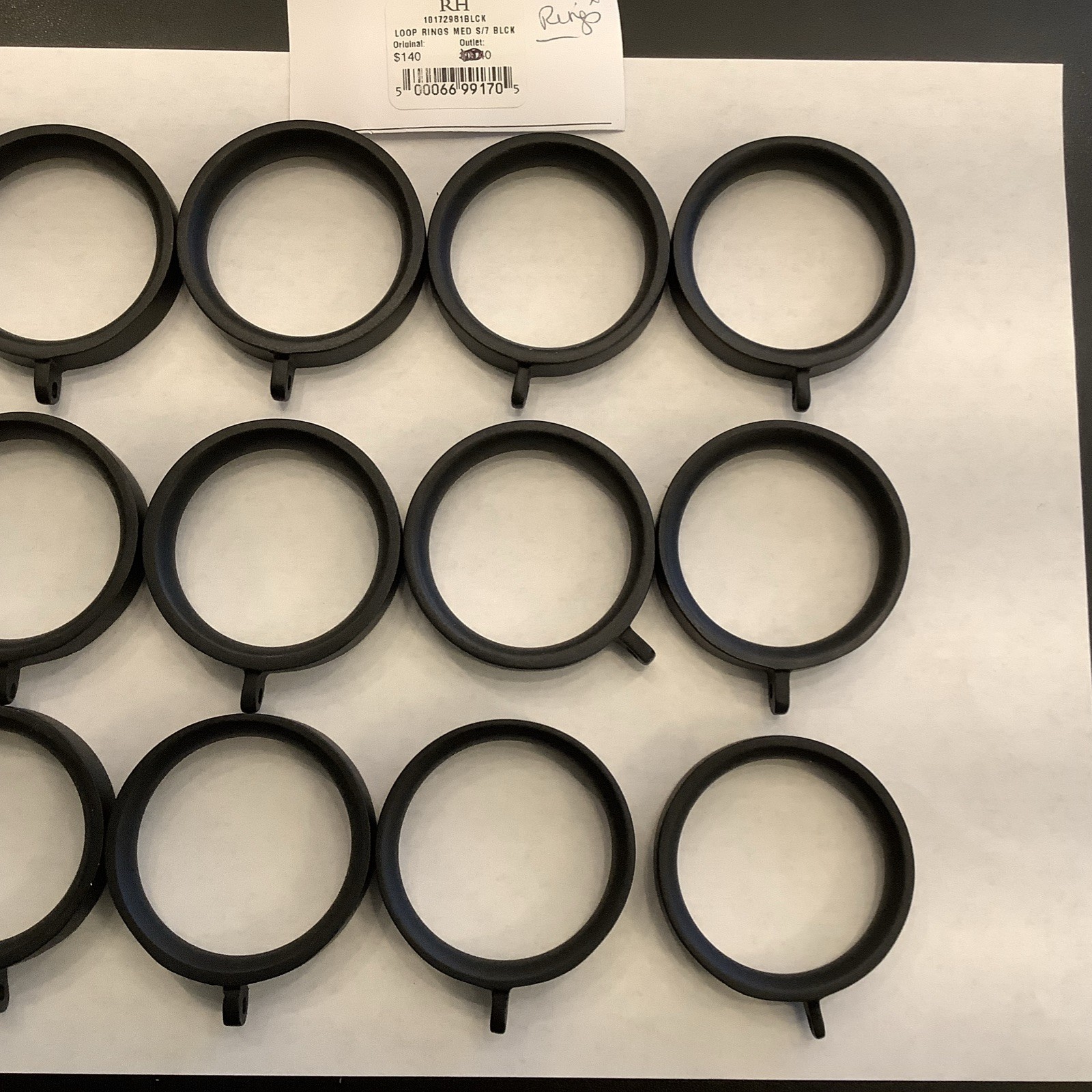 Restoration Hardware Easton Solid Brass Loop Drapery Rings (Set of 12) Medium