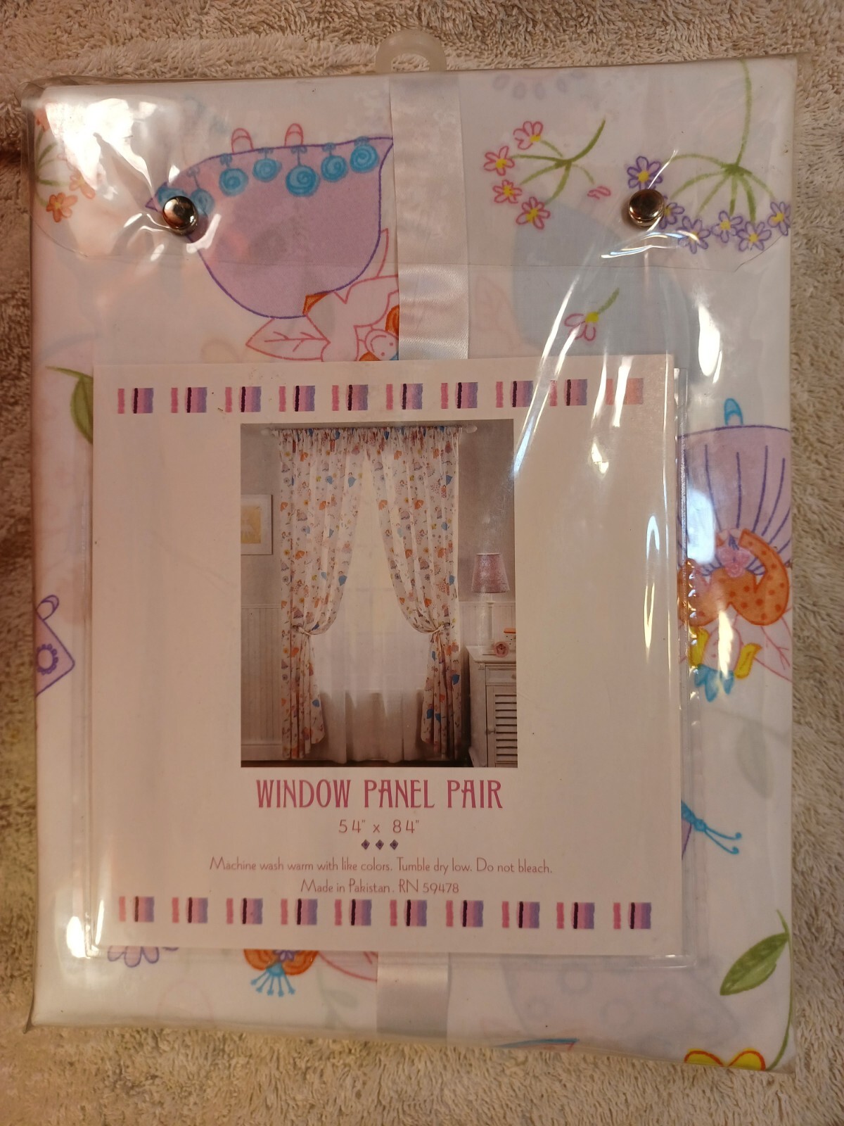 “Princesses” Castle Window Curtain Panel Pair 100% Combed Cotton