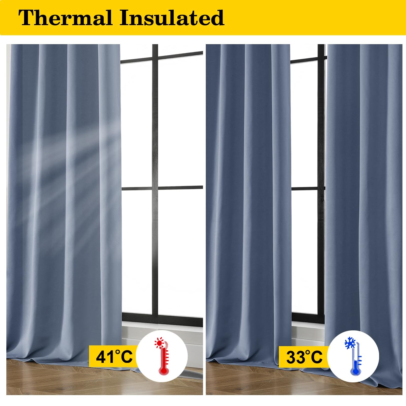 Denim Blackout Curtains for Bedroom Living Room 54 Inch Length 2 Panels Set, …