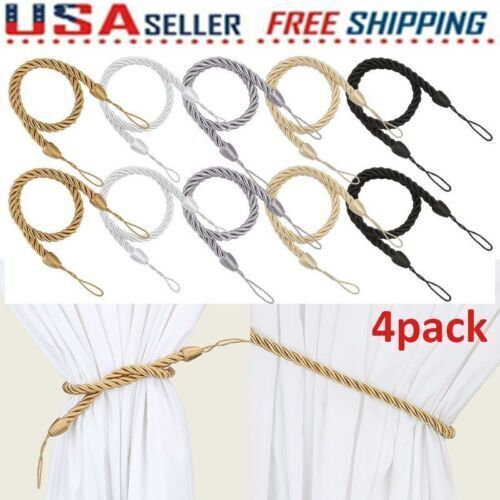 4 Curtain Tieback Tie Backs Holdbacks Handmade Braid Durable Curtains Rope Nylon