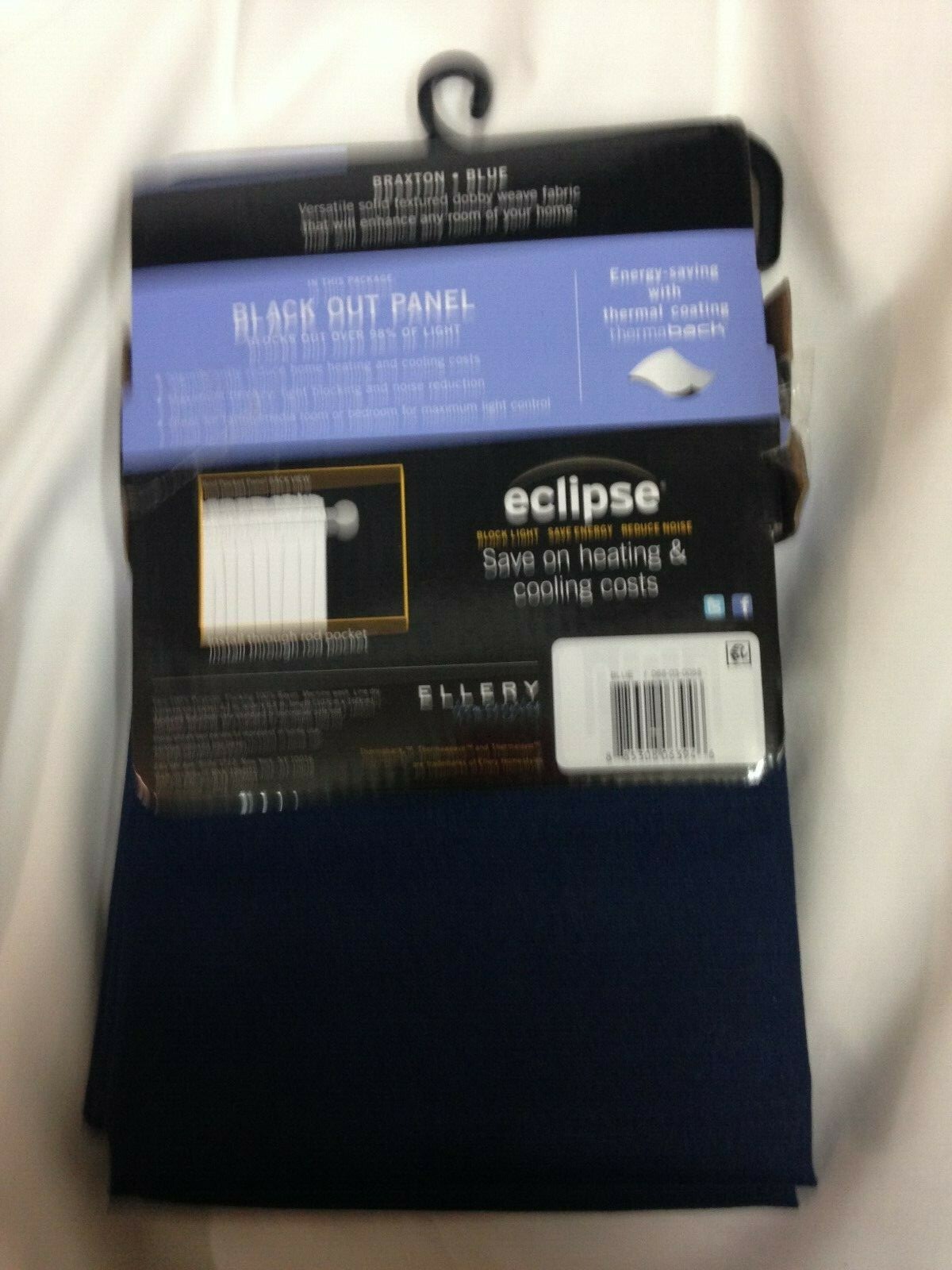 Eclipse Braxton Thermaback Blackout Curtain 1 Panel Rod Pocket 42″ x 63″ Blue
