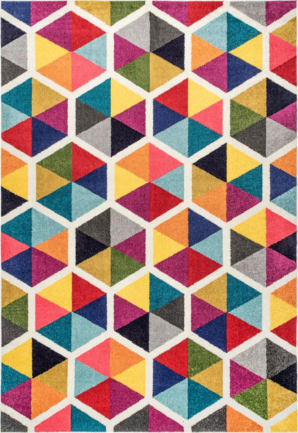 Soft & Cozy Multicolor Geometric Area Rug – Stain Resistant & Durable 4’1″ x 6
