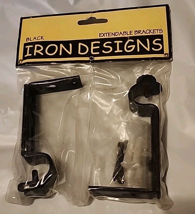 2-PC Curtain Rod Extendable Bracket Set (Fits 1/2″-3/4″ Rods) Black Iron Designs