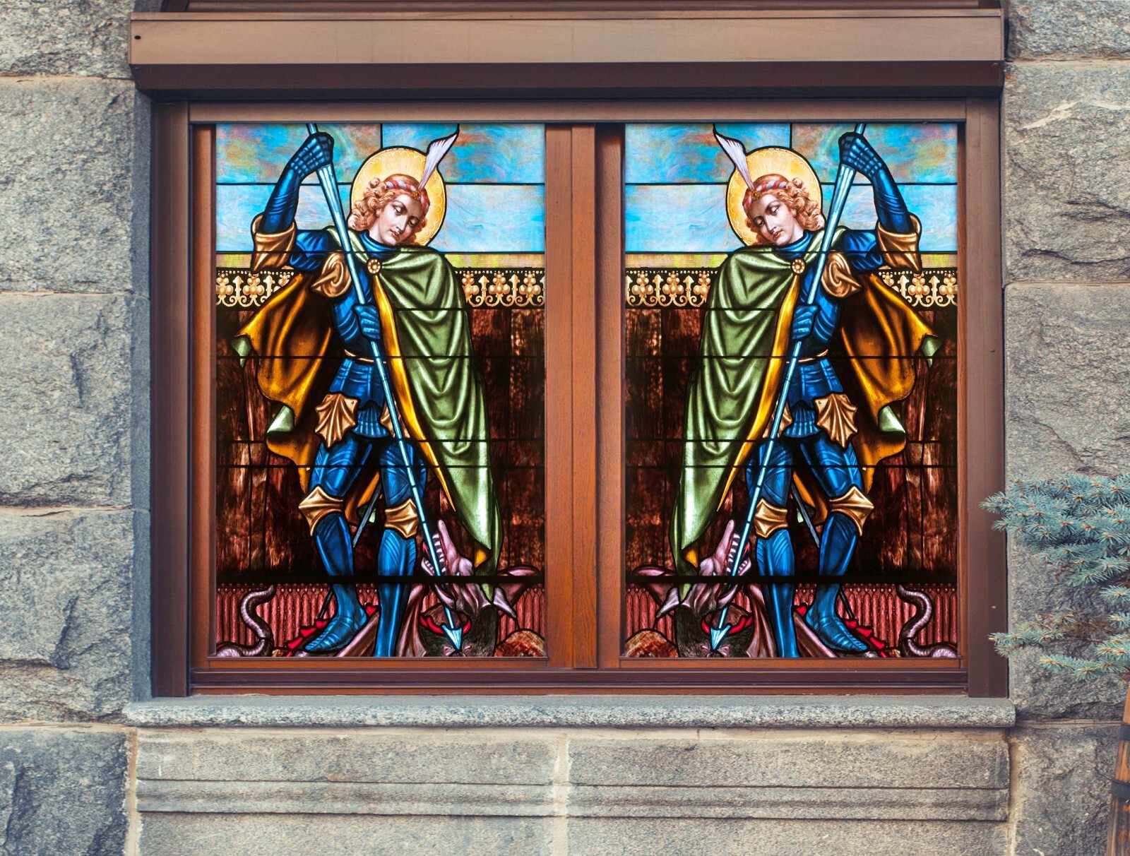 3D Armor Knight A41 Window Film Print Sticker Cling Stained Glass UV Sinsin