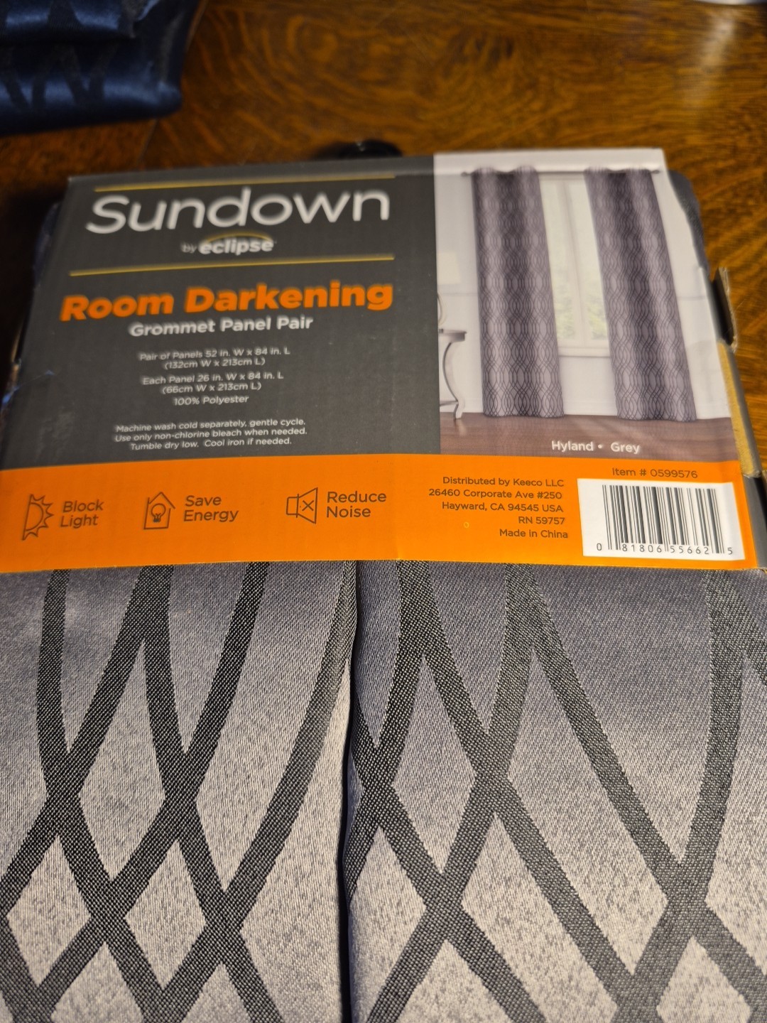 Sundown Room Darken Curtain 2 Panel Hyland Gray 52″WX84″L NEW Free Shipping