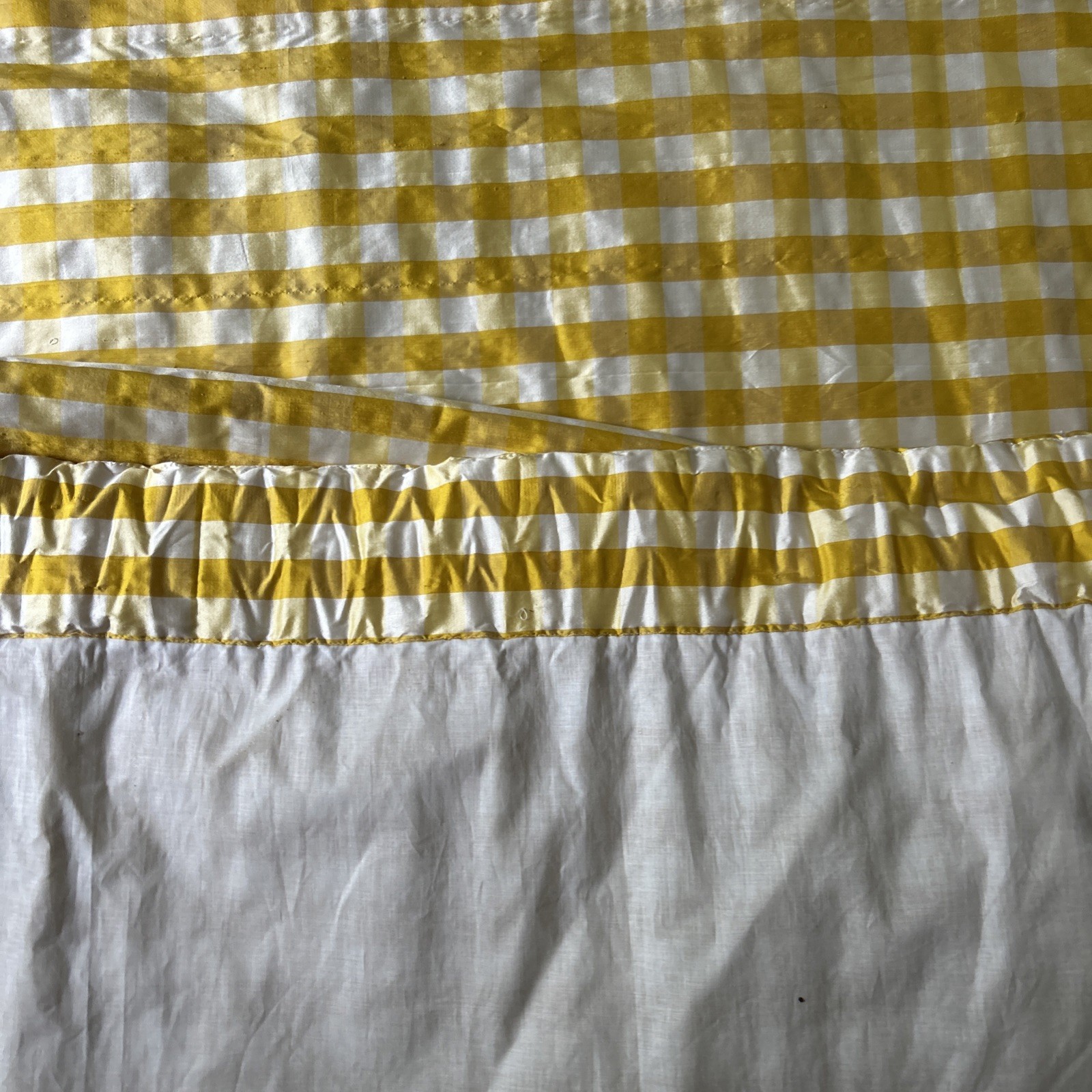 Pair Decorator Custom Made Striped Check Silk Taffeta Tassel Trim Lined