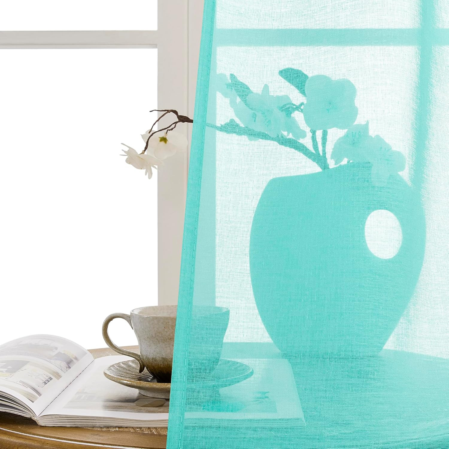 Sheer Door Curtain Closet Linen Textured Curtains Sheer 54W X 72L Black