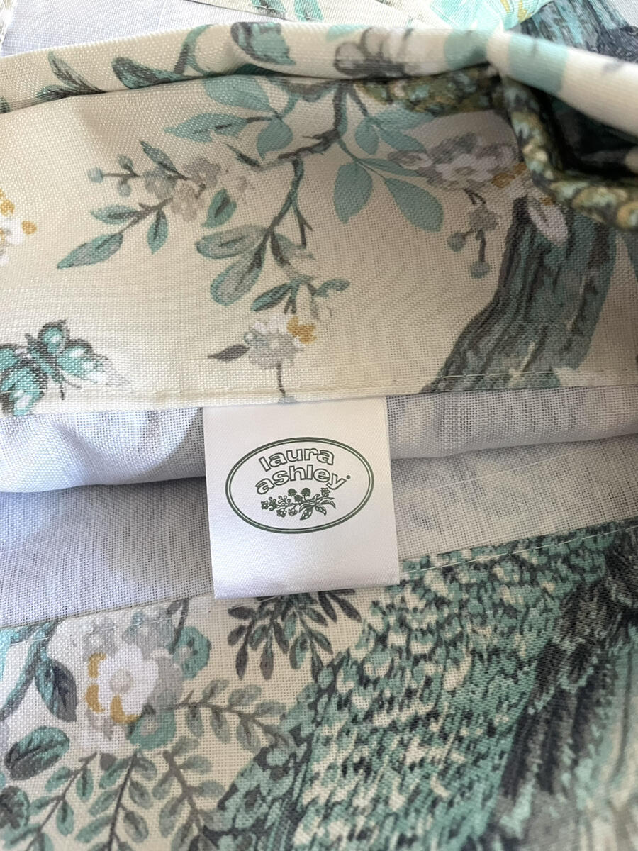 NEW~Set of 2~Laura Ashley Belvedere Peacock Curtains~Panels~Ivory~Teal~38×96