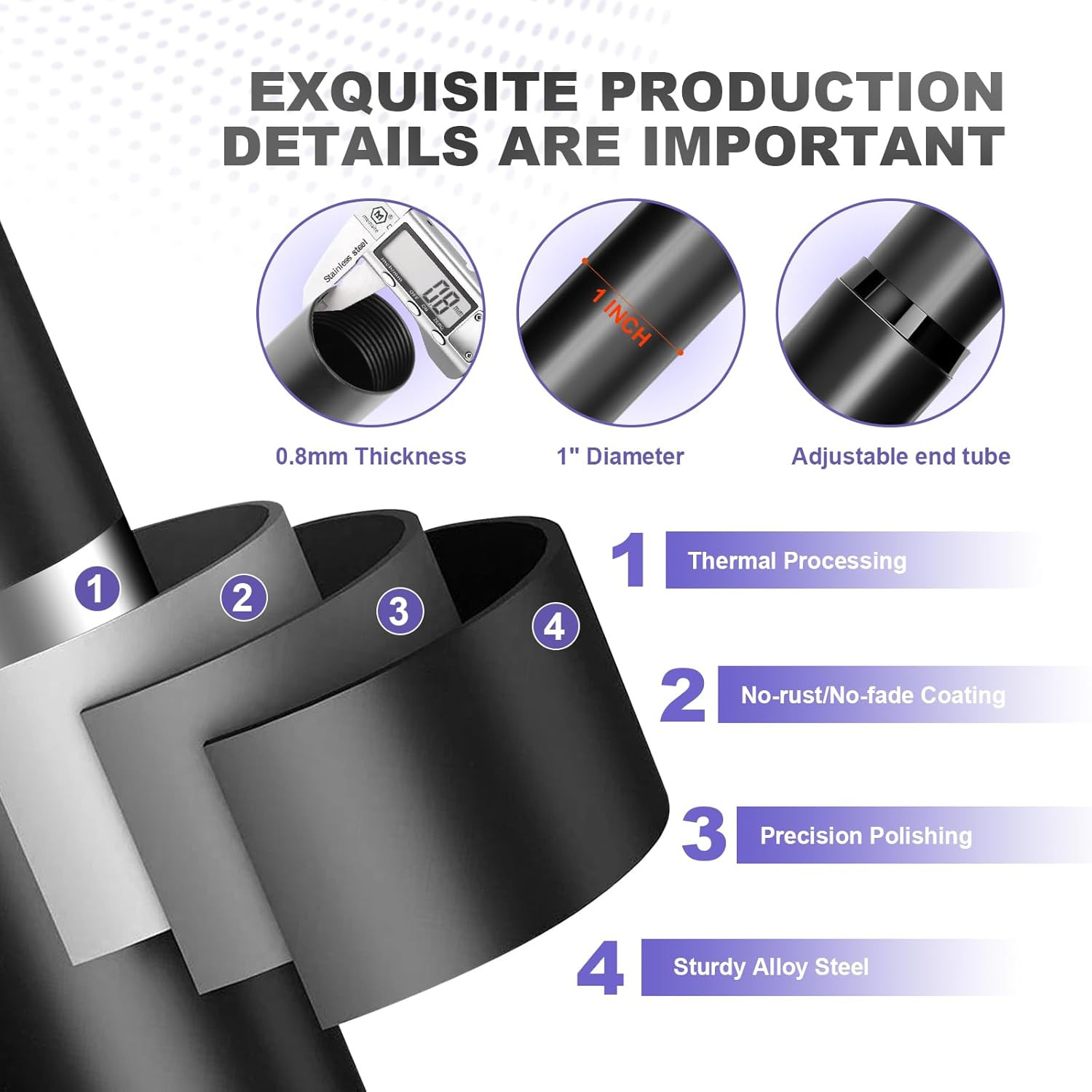 1 Inch Adjustable Heavy Duty Curtain Rod – Extra Long 30-240 Inches for Windows,