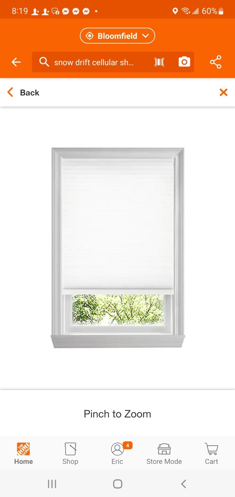 CUT 26″ X 72 HDC Snow Drift Light Filtering Cordless Cellular Shades