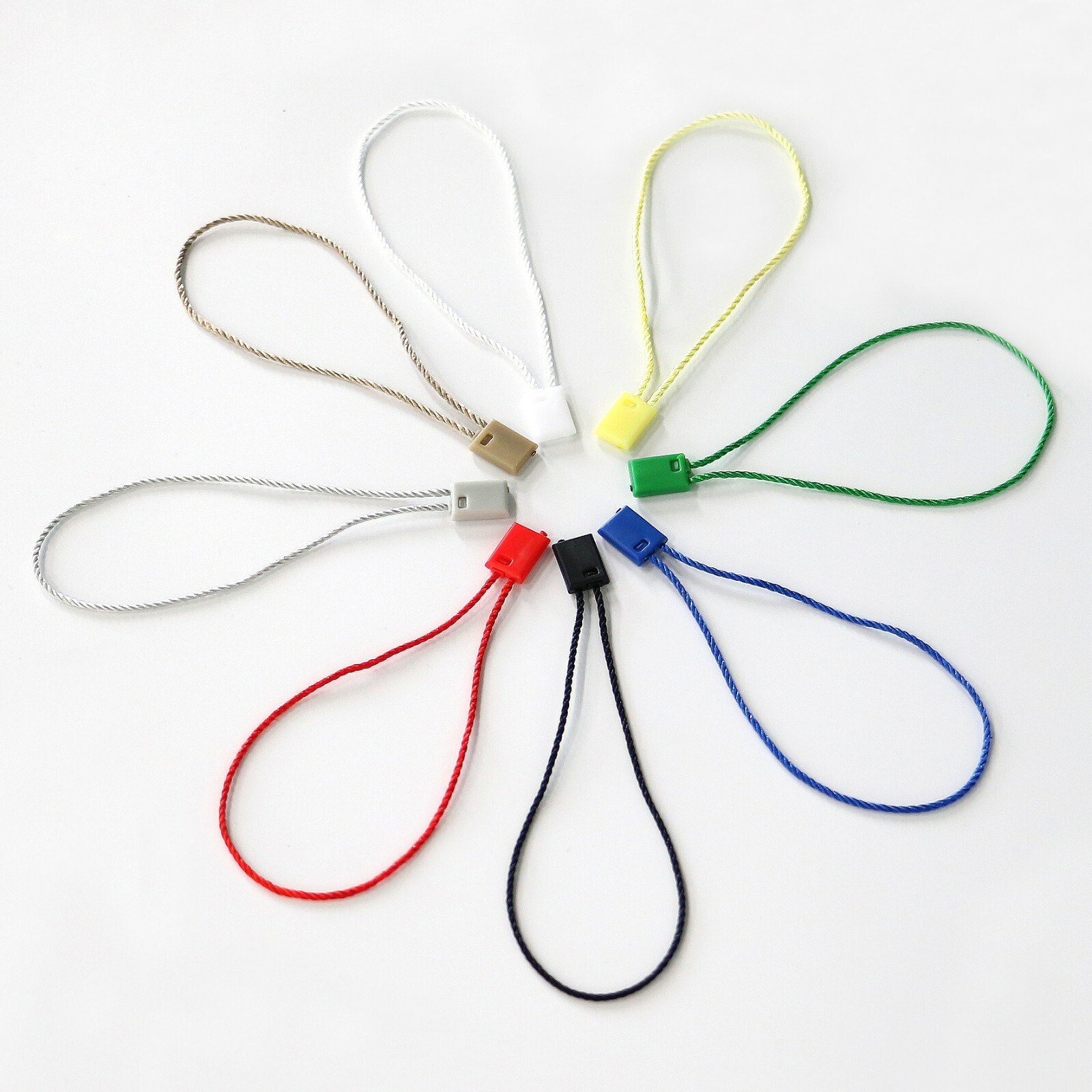 Hang Tag Nylon String Snap Lock Pin Loop Fasteners, 7″, choose color & quantity