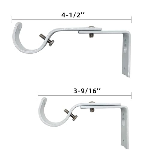 PCS Adjustable Curtain Rod Brackets, Fits 7/8 inch or 1 inch Rods, 2 White