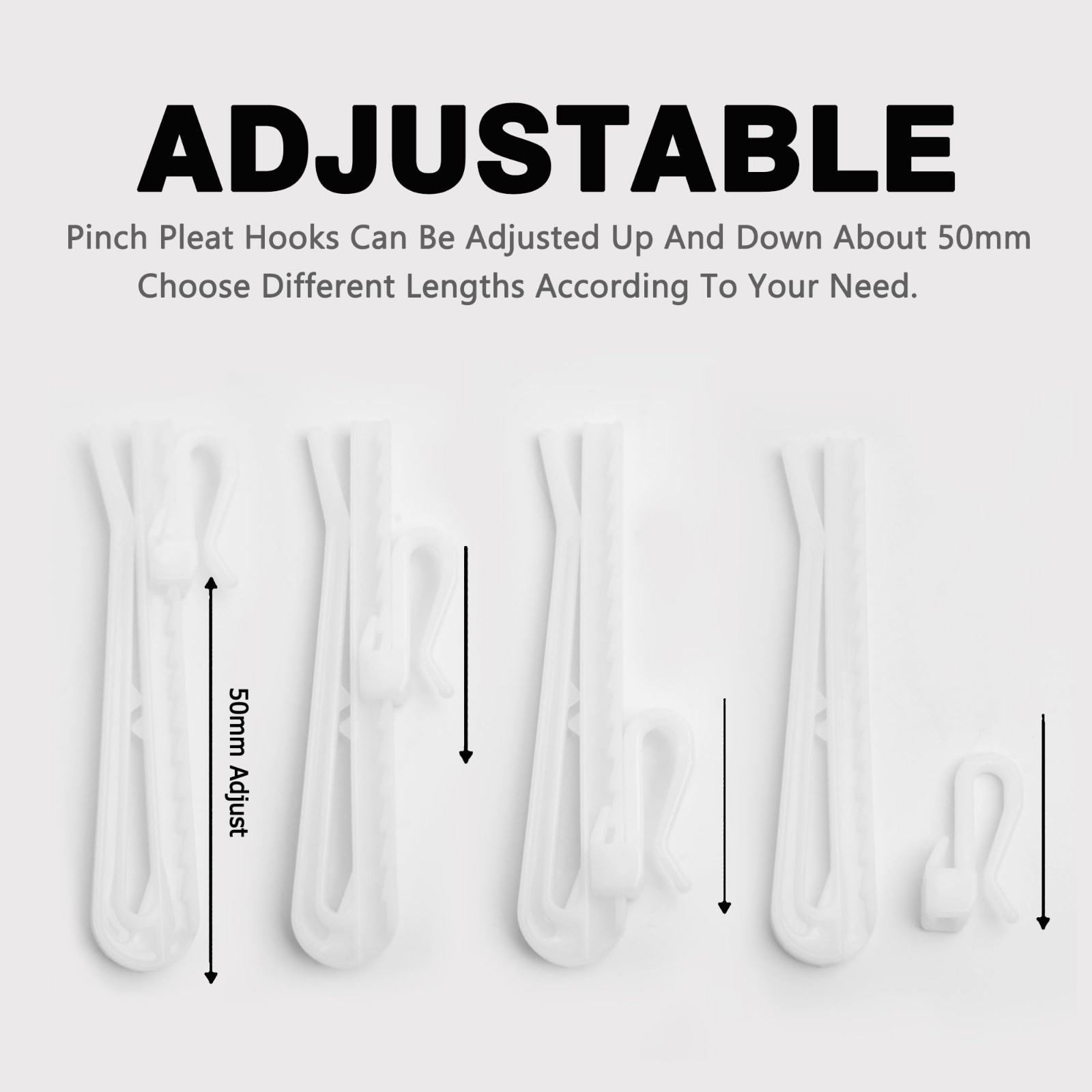 80 Pcs Adjustable Curtain Hooks Clips for Drapes, Shower & Window Curtains