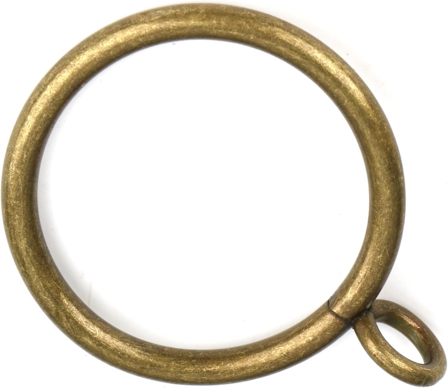 Antique Brass Curtain Rings with Eyelets for up to 3/4-Inch Curtain Rods (Set of