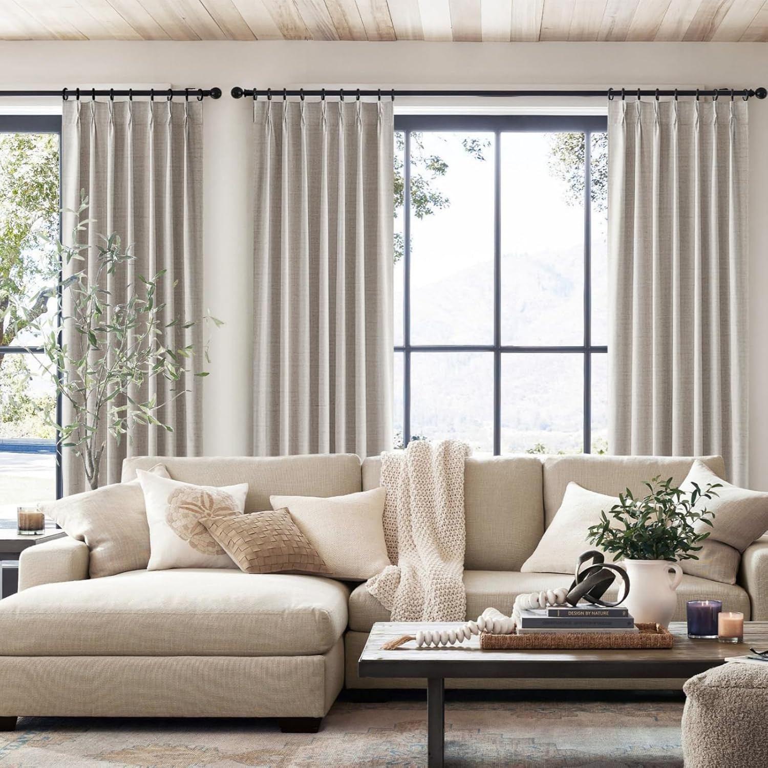 120″ Linen Blackout Curtains for Sliding Glass Doors – 2 Panels