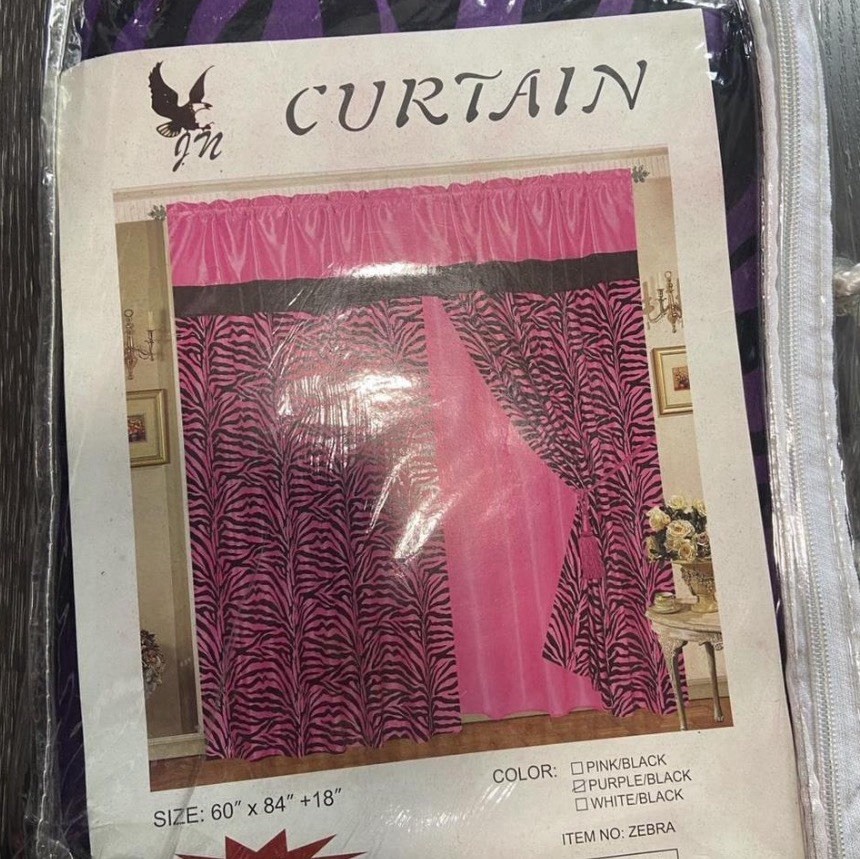 Zebra Print Curtains Set