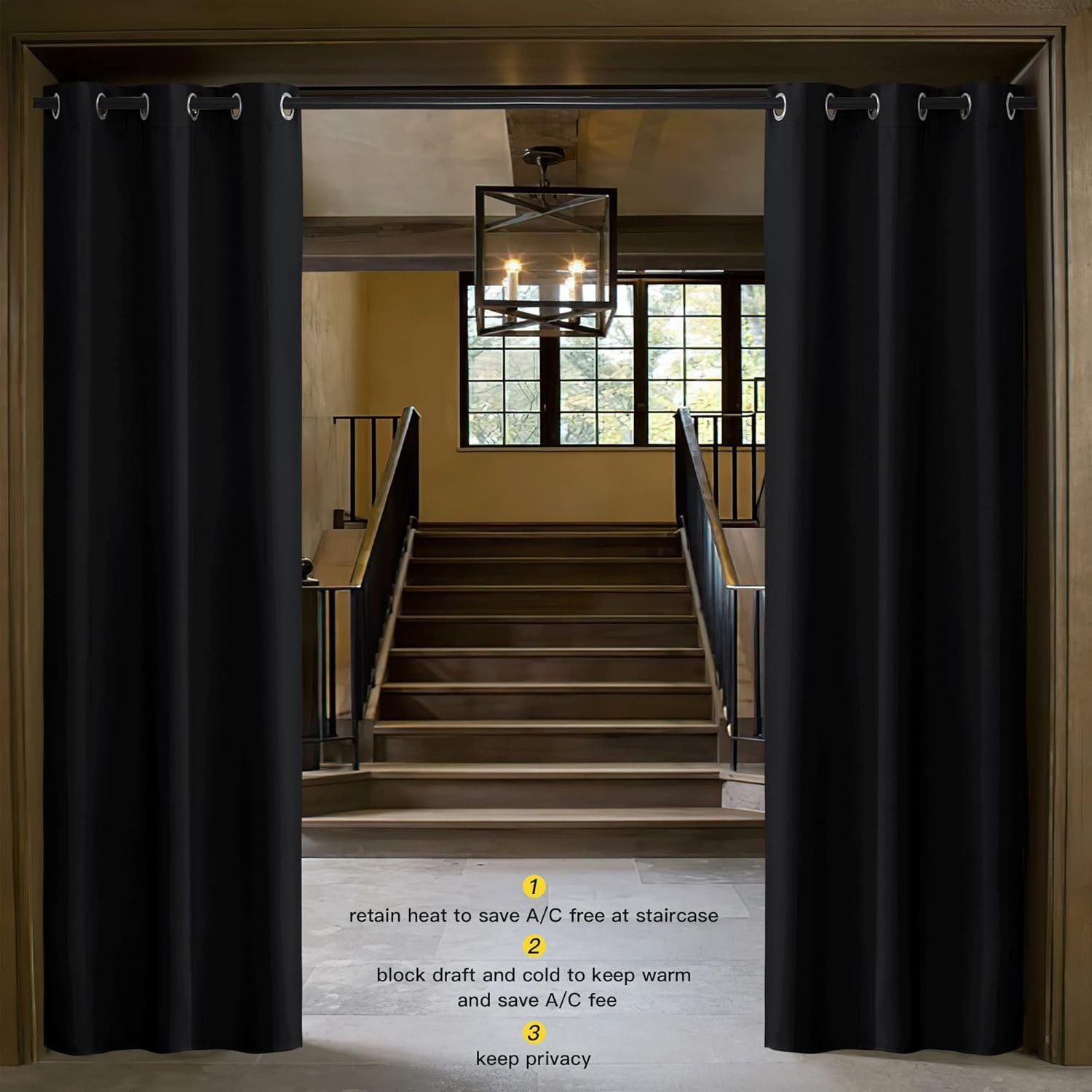Soundproof Blackout Curtain Panel 42×84 Thermal Insulated Grommet Black