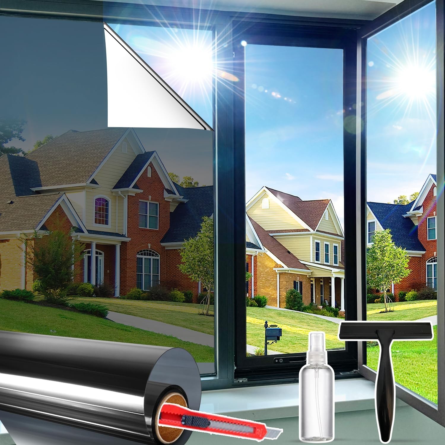 One Way Window Privacy Film – Daytime Static Cling, UV Blocking Tint, 23.6″x78.7