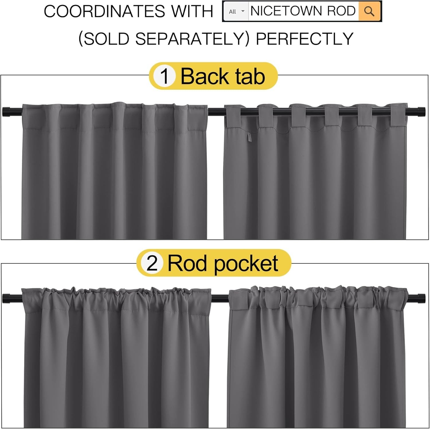 Blackout Window Curtains for Camper Grey 42×40 Inch 2 Panel Set Room Darkening