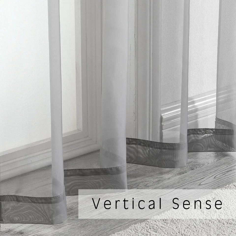 Sheer Curtains 24 Inches Long 2 Panels for 42″W x 24″L (Pack of 2) Grey