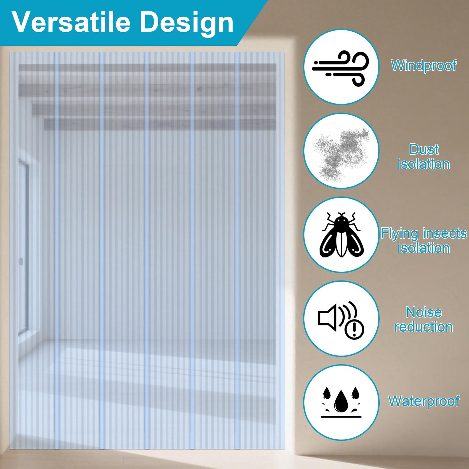 Plastic Vinyl Replacement Strip Curtain 8ft x 7.6in Clear 0.08 Thk Freezer Door