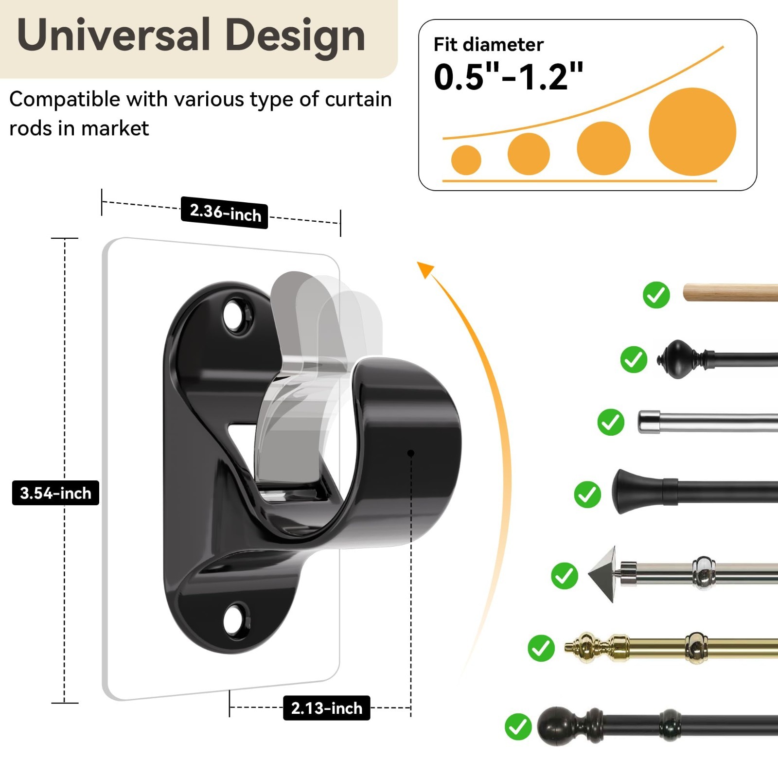 18 Pack No Drill Curtain Rod Brackets – Self Adhesive Heavy Duty Hooks for Home