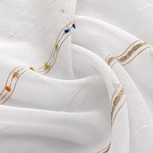 Faux Linen Stripe Pattern Sheer Curtains for W39 x L84 Inch Sheer 16