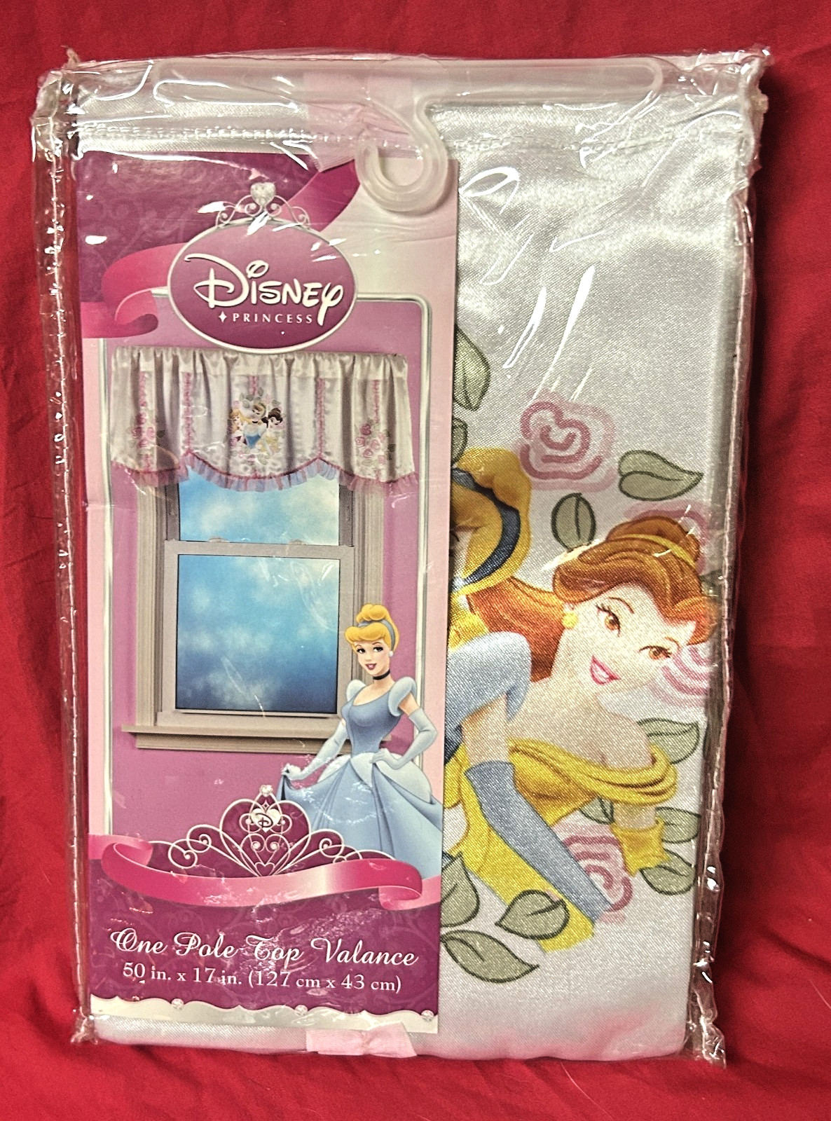 NEW~SATIN window Valance~Disney Princess Cinderella Bella Aurora~50” W x 17” H