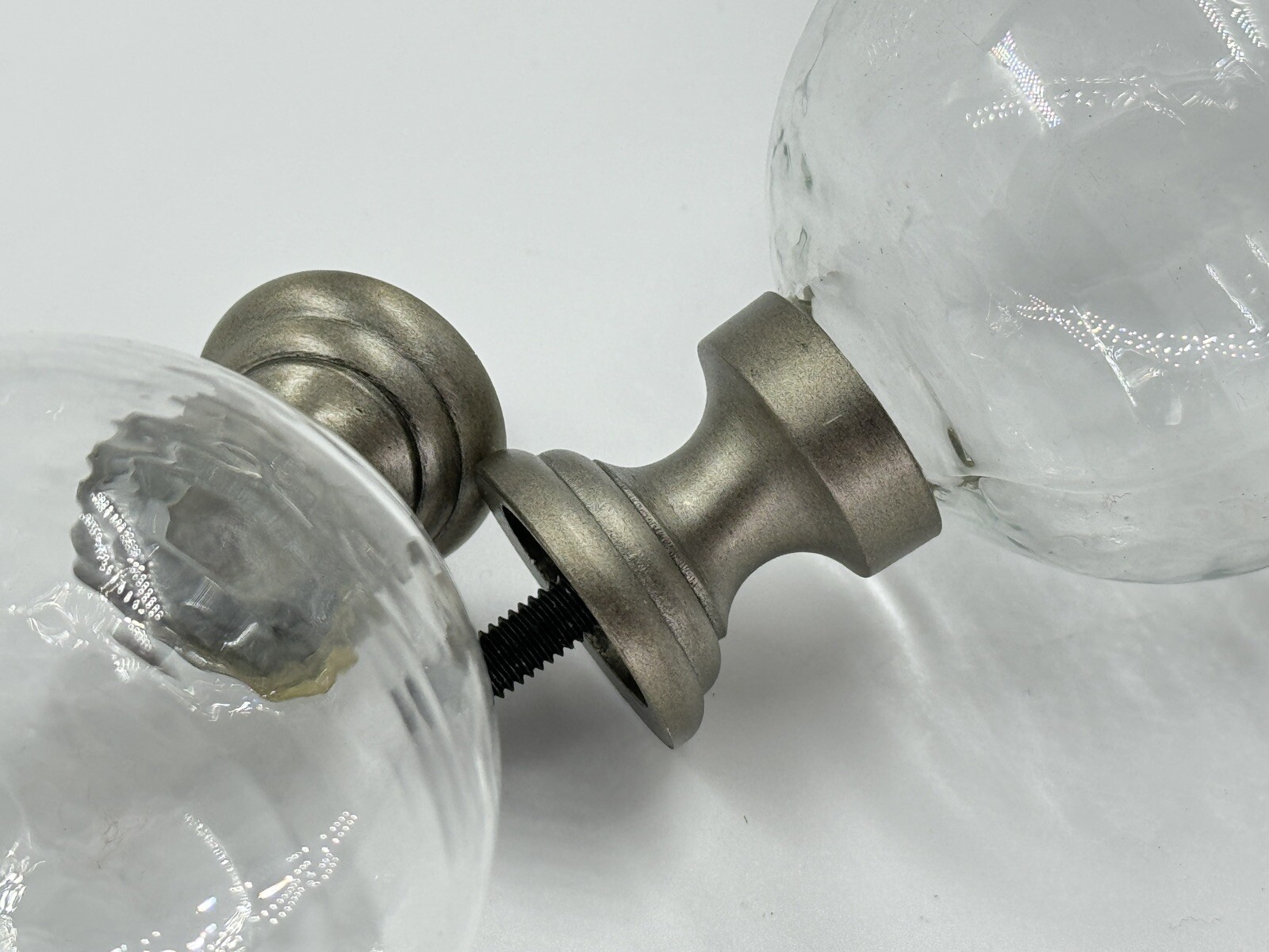 Pottery Barn Vintage Hardware .75 Glass Ball Finials Antique Pewter Set 2 -Read