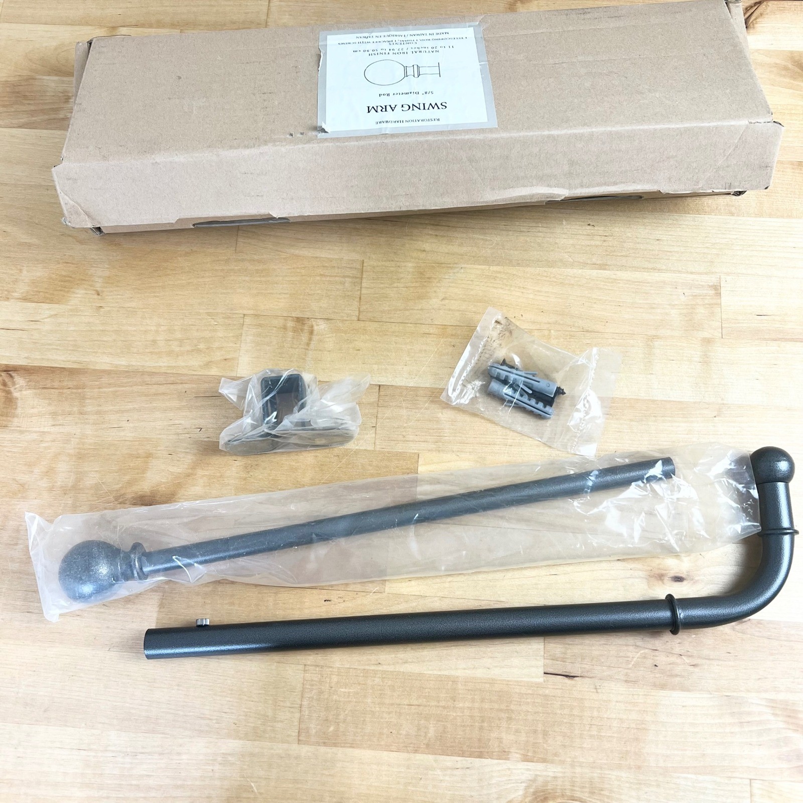 Restoration Hardware Swing Arm Curtain Rod 11-20″ Natural Iron Size 5/8″ New