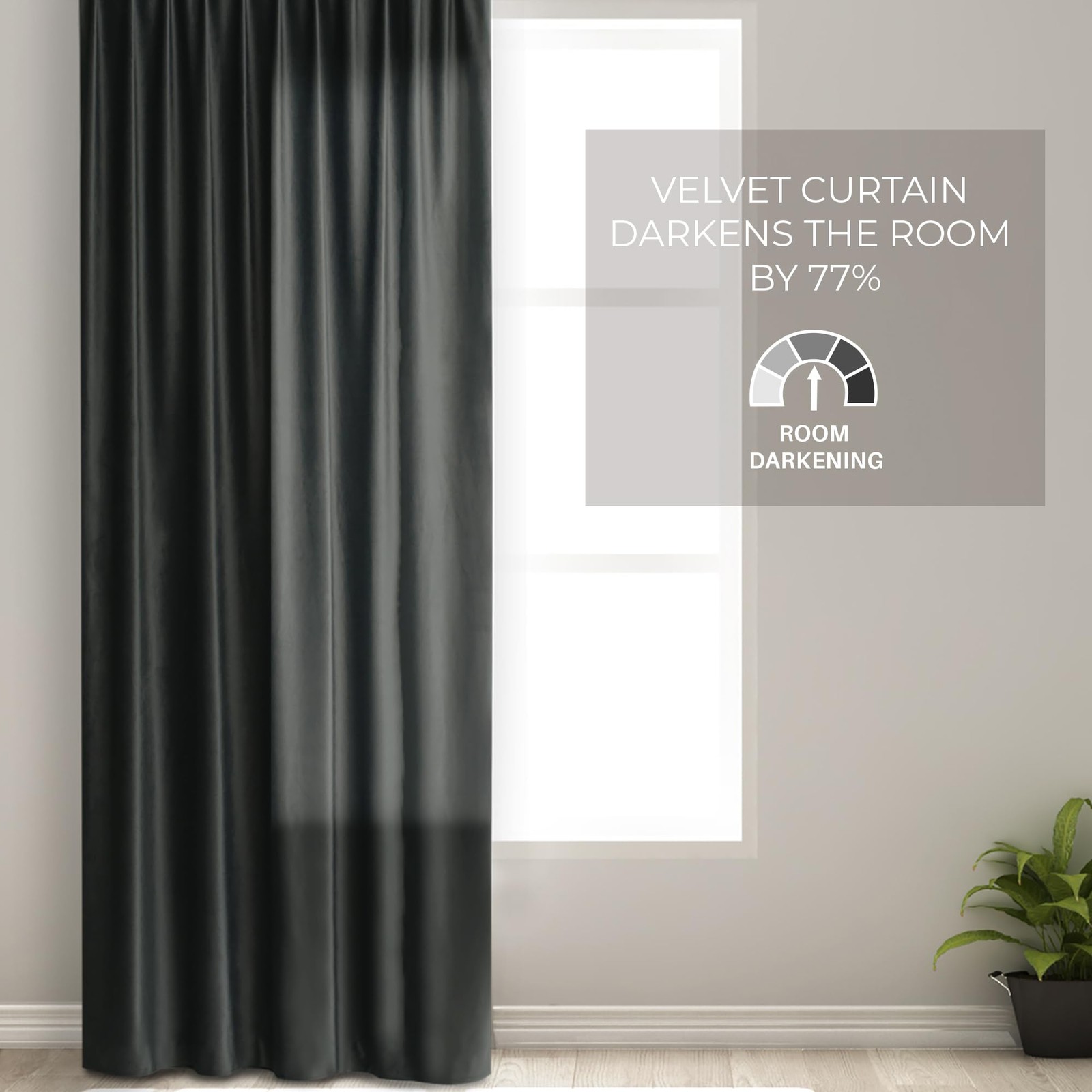 Restilo Set Curtain H 270 x W 140 cm with Tie Backs 54 x 10 cm Velvet Effect A…