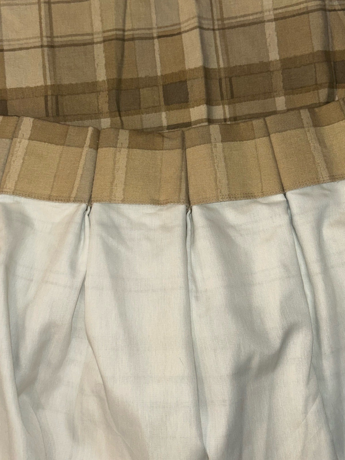 Cedrick Tan Beige Plaid Flannel Drapes 2 Panels 83×48 Jc Penney Euro Pinch Pleat