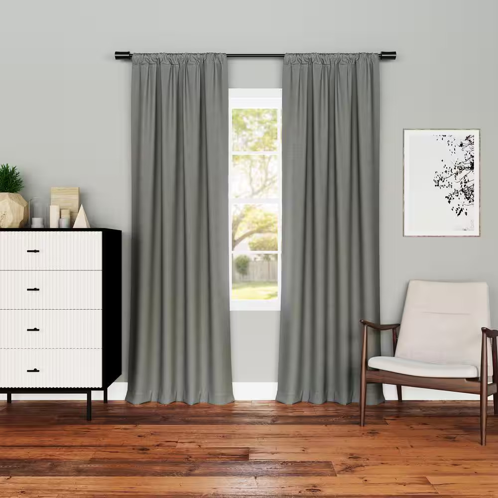 Kinnear Textured Gray Polyester 40 In. W X 84 In. L Rod Pocket Blackout Curtain