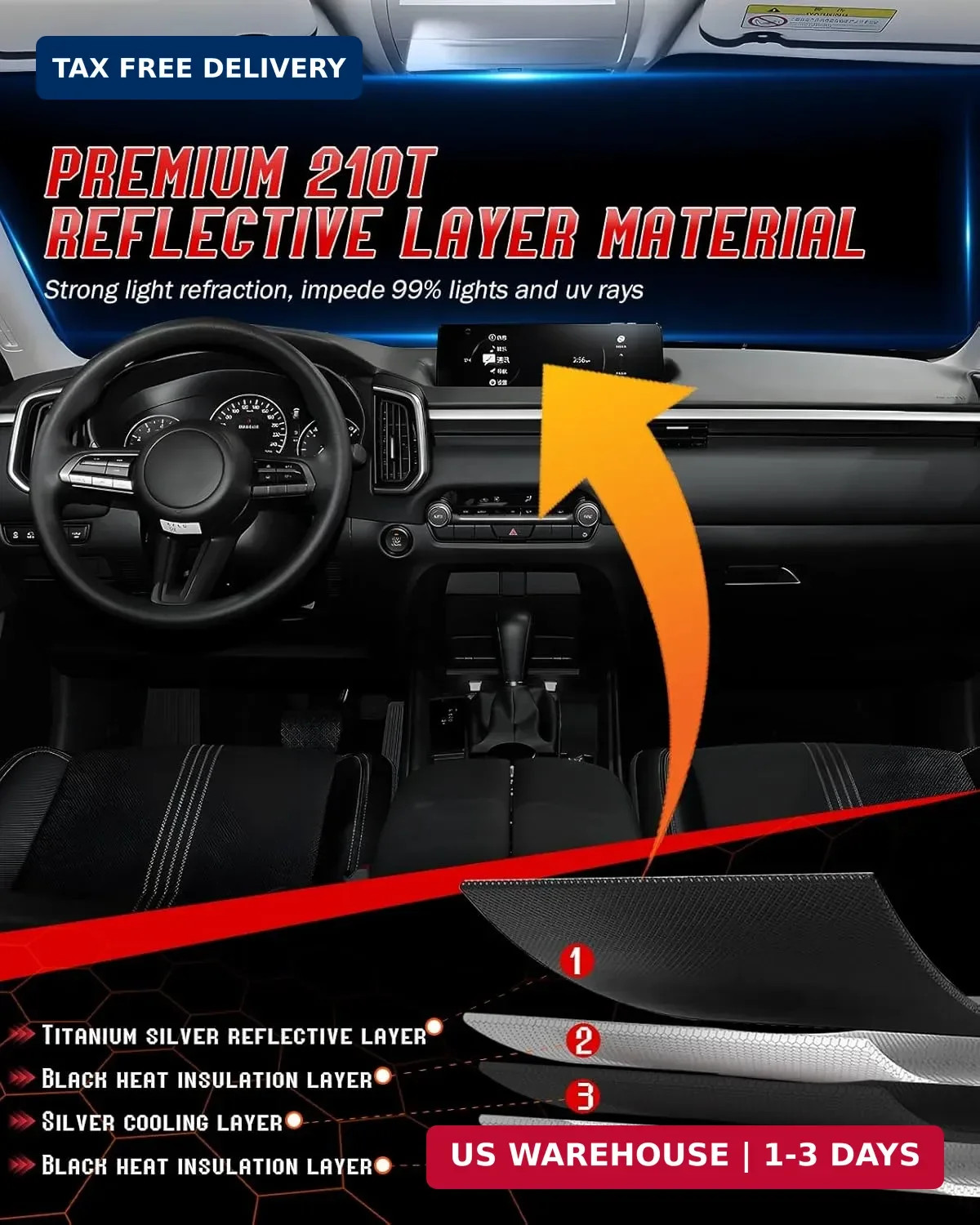 Custom Fit Windshield Sun Shade for Mazda 3 2019-2025 2026 Hatchback/Sedan, Fold
