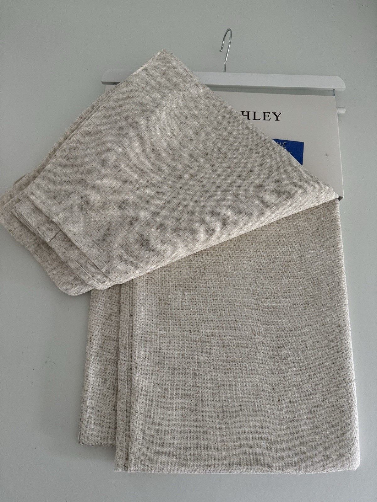 New Laura Ashley Window Curtains 2 Wide Panels 52 x 84 Linen Natural Back Tab
