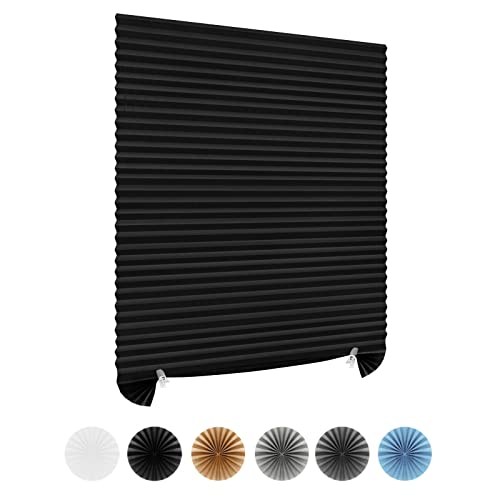 Window Blinds Cordless Blackout No Drill Cut to Size 24″W x 59″H Black – 1 Pack