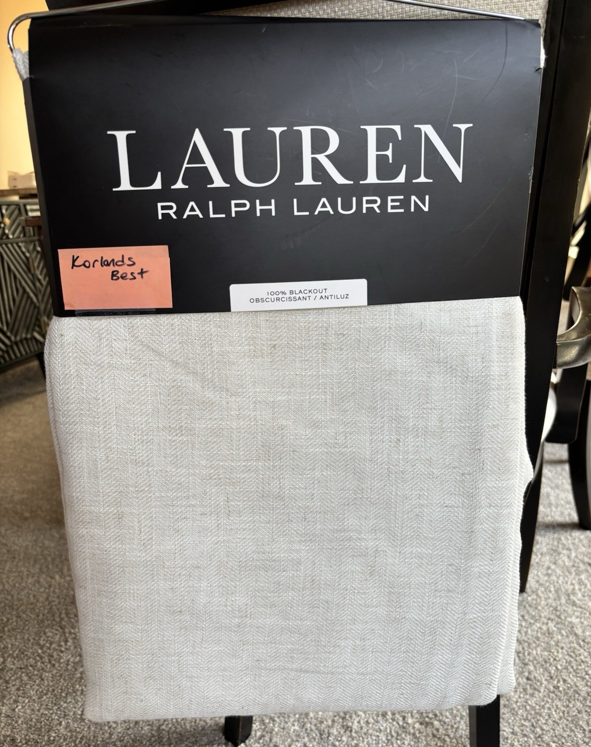 Ralph Lauren Window Curtains 2 Panels Blackout 52 x 84 Linen Herringbone Natural
