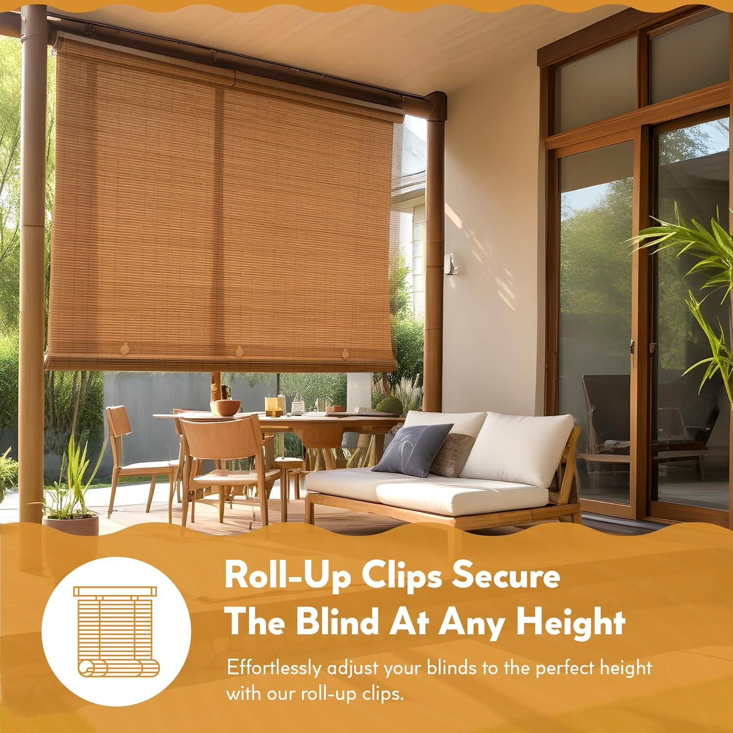 Cordless Outdoor Shades for Porch, Patio & Windows – Waterproof PVC Blinds for I