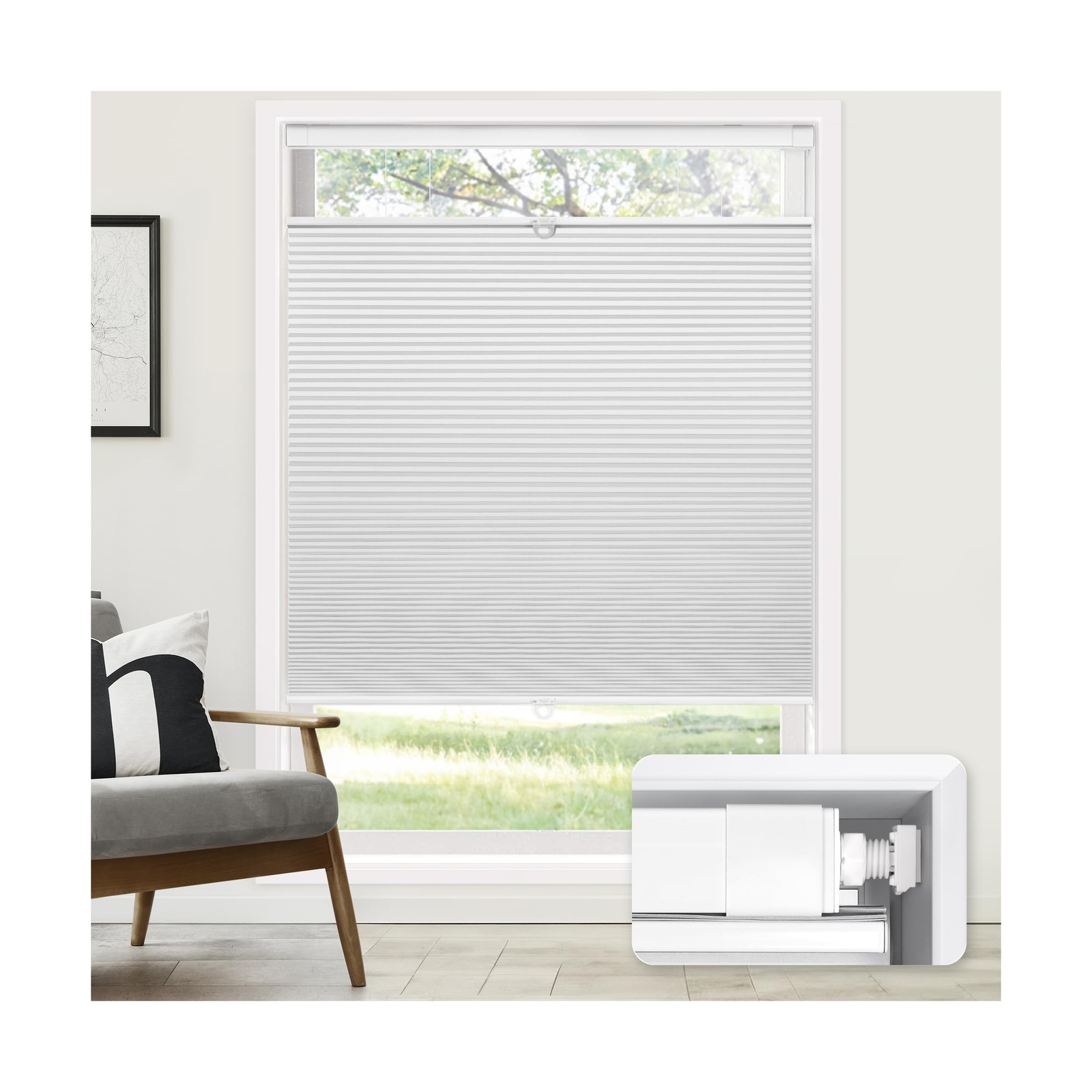 LazBlinds No Tools No Drill Cordless Cellular Shades, Top Down Bottom Up (TDB…