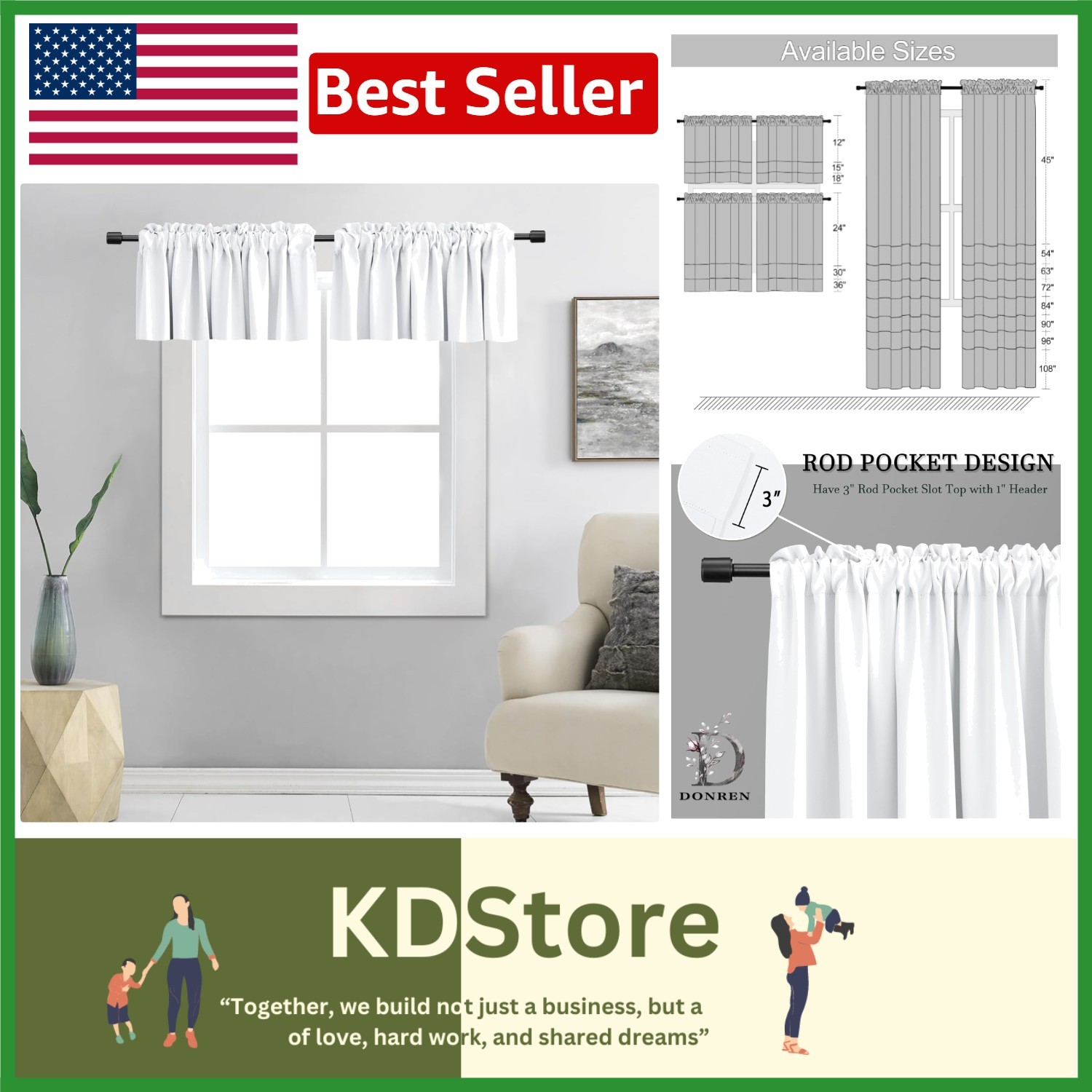 White Room-Darkening Valances (2-Pack) for a Modern Kitchen Look