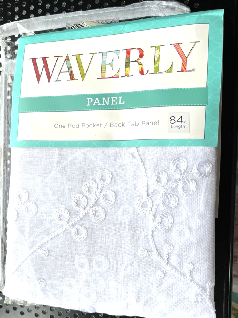 Waverly Indochina Eyelet Rod Pocket White Sheer Curtain Panel 50″ x 84″ New