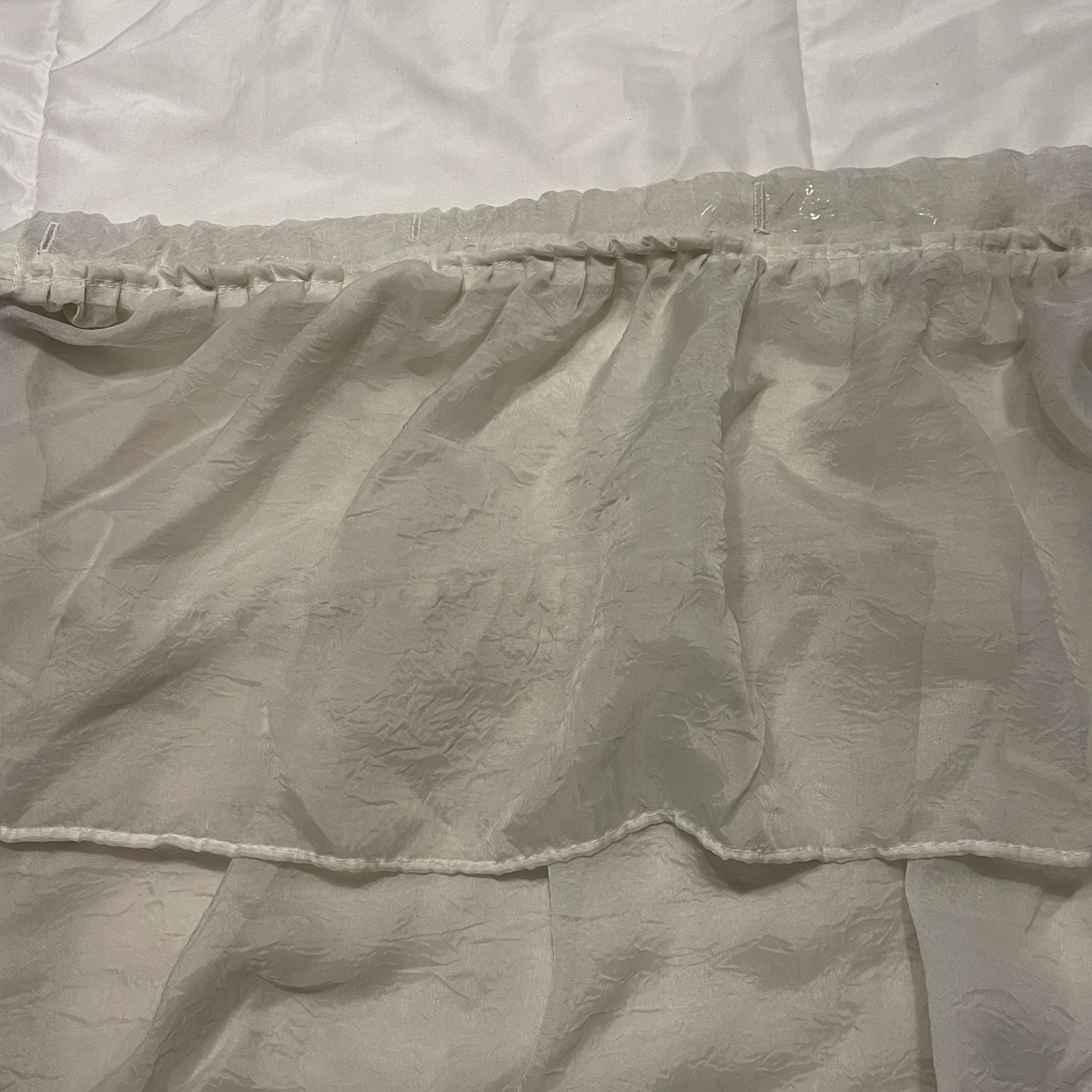 Vtg Curtains Ruffle Tier Sheer Panel Short 50” Long 65” Wide Ivory Buttonhole