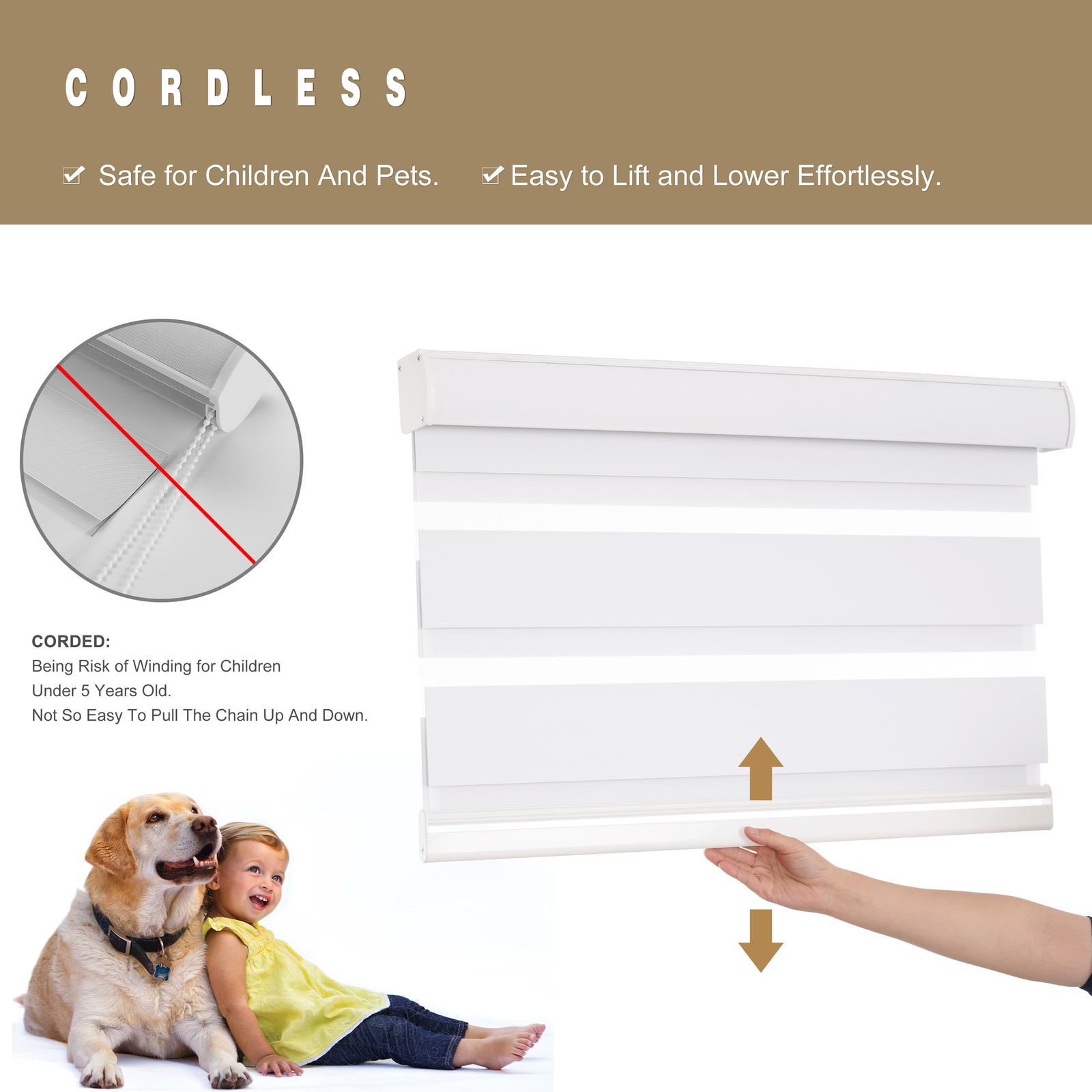 CUSTOM Zebra Dual Roller Blinds Cordless Window Shades Blinds Easy to Install