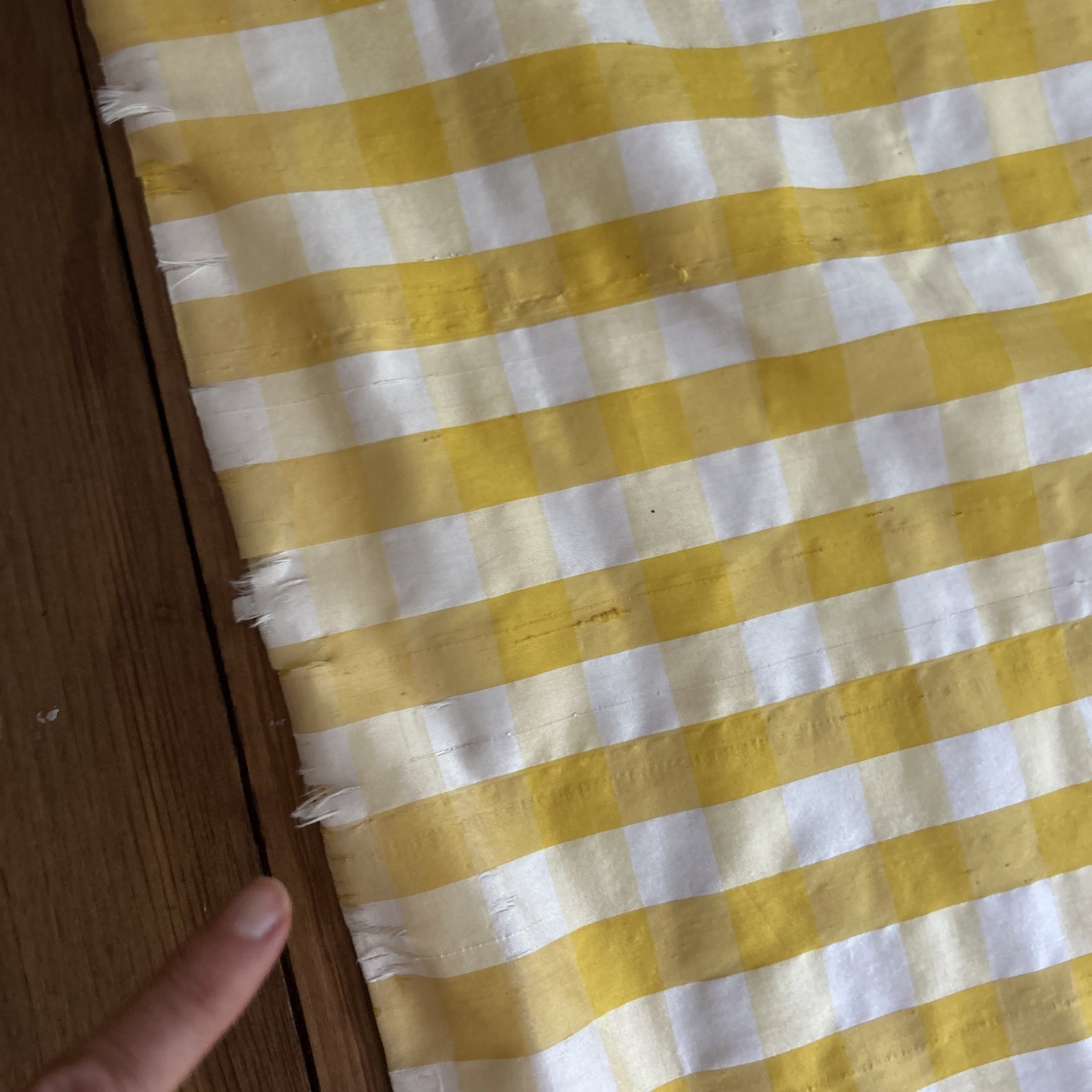 Pair Decorator Custom Made Striped Check Silk Taffeta Tassel Trim Lined