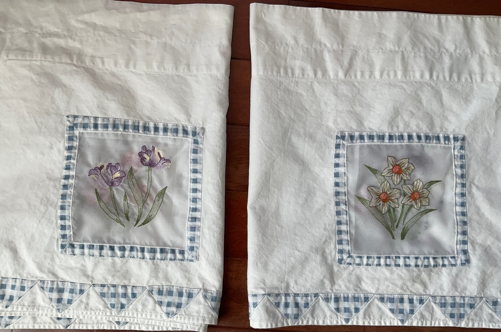 Unbranded Kitchen Flower Check Curtain/Valance 2 Panels 60×14” Pre-own